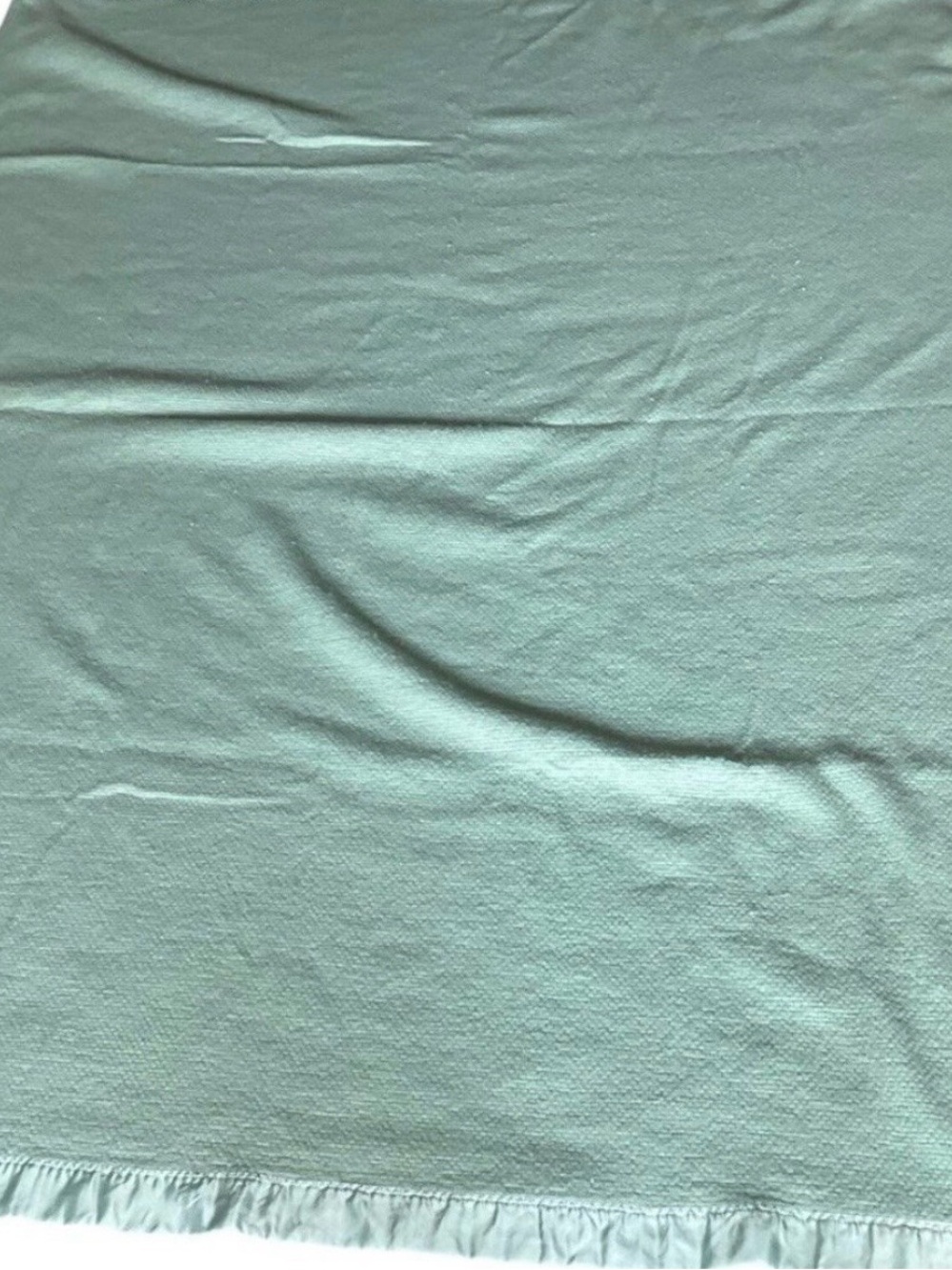 Soft Sage Green/ Mint Green Waffle Blanket with Satin Edging - Picture 5 of 12
